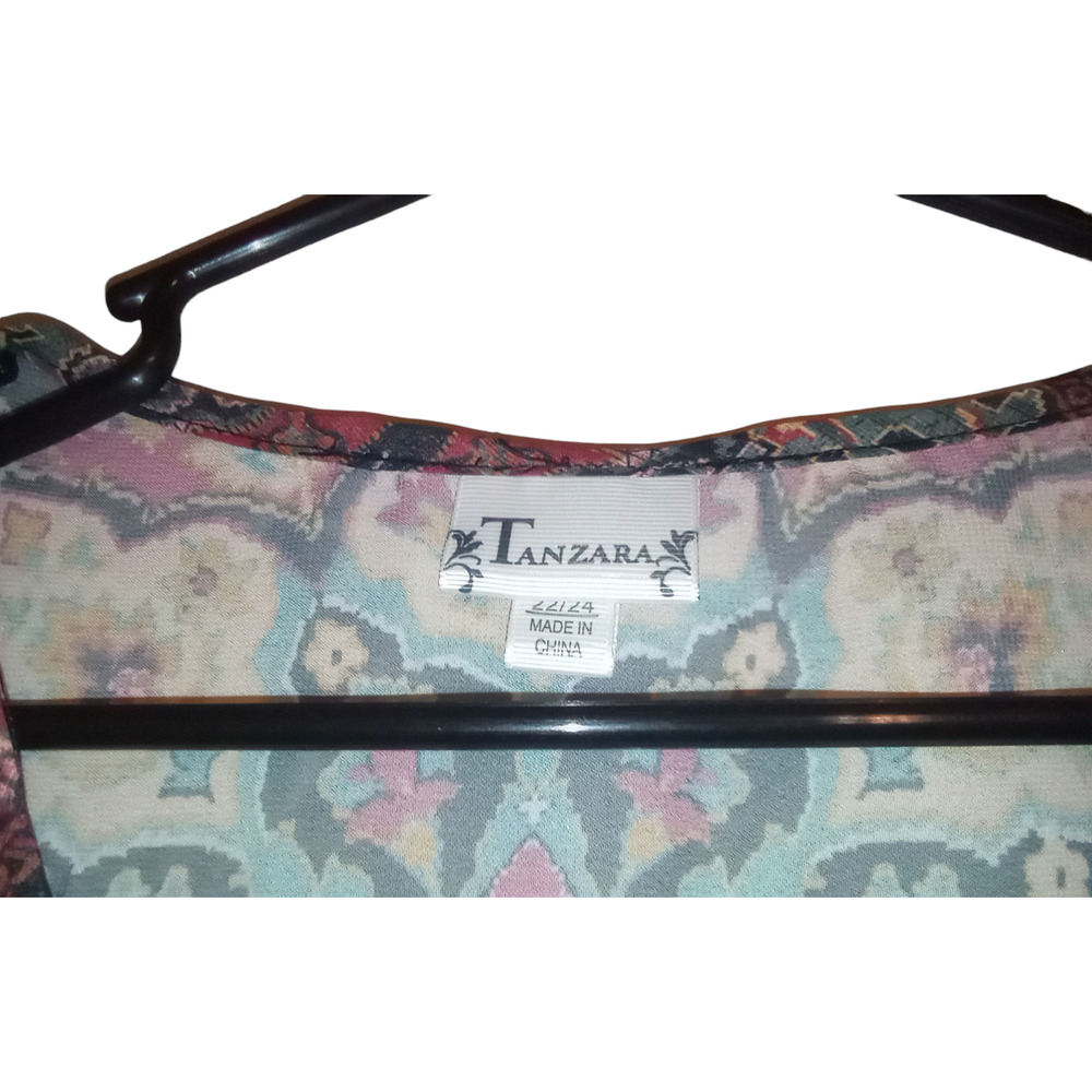 Tanzara 3/4 Bell Sleeve Tunic Top Shirt Blouse Size 22/24 Multicolor 28"L - Picture 3 of 3